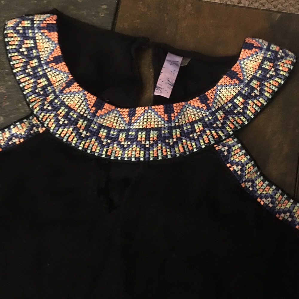 EUC Multi-Colored Black Tank